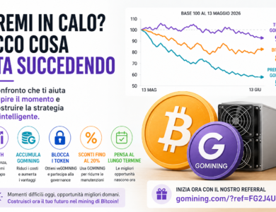 GoMining, Bitcoin e token GOMINING: perché questo calo può essere un momento interessante per iniziare calo bitcoin