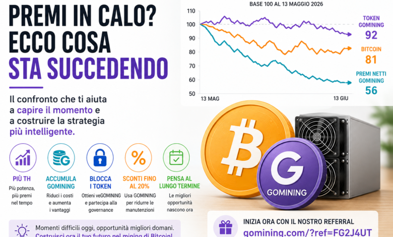 GoMining, Bitcoin e token GOMINING: perché questo calo può essere un momento interessante per iniziare calo bitcoin